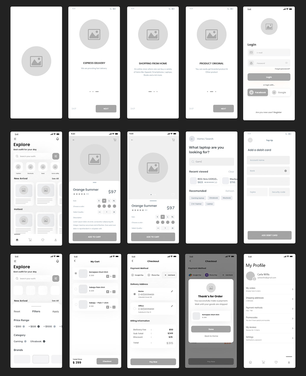 eshop-app-wireframes